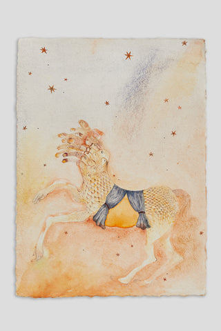 Karine Rougier, Penser par le milieu II, 2024, Tempera sur papier Lamali indien, 42,5X33 cm